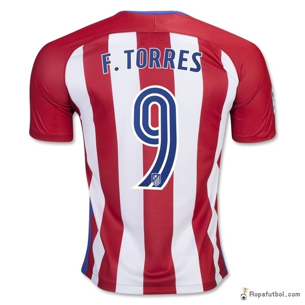 Camiseta Atlético de Madrid F Torres Replica Primera Ropa 2016/17 Blanco Rojo